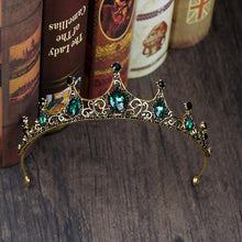 Load image into Gallery viewer, Vintage baroque imitated emerald crystal tiaras and crowns