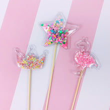 Load image into Gallery viewer, Bling Fairy Cake Toppers - Unicorn, Heart, Crown, Cloud, Shiny Flamingo and More