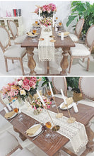 Load image into Gallery viewer, Beige Crochet Lace Table Runner with Tassel Cotton
