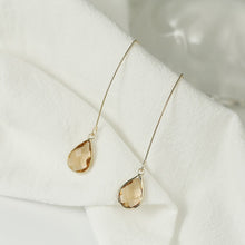 Load image into Gallery viewer, Simple Gold/White/Blue crystal water drop earrings