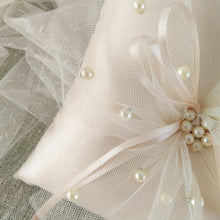Load image into Gallery viewer, Lace Ribbon Wedding Ring Pillow (Champagne, 15x15cm)