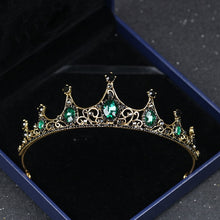 Load image into Gallery viewer, Vintage baroque imitated emerald crystal tiaras and crowns