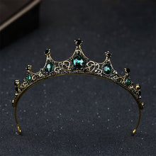 Load image into Gallery viewer, Vintage baroque imitated emerald crystal tiaras and crowns