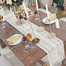 Load image into Gallery viewer, Beige Crochet Lace Table Runner with Tassel Cotton