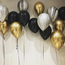 Load image into Gallery viewer, Gold and Black Latex Balloon &amp; Marble Metallic Balloon