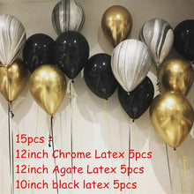 Load image into Gallery viewer, Gold and Black Latex Balloon &amp; Marble Metallic Balloon