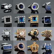 Load image into Gallery viewer, Cufflinks for men (Crown, Crystal, Gold and Silver)