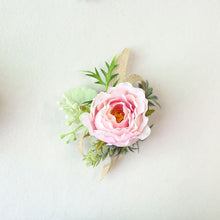 Load image into Gallery viewer, Boutonnieres - White Pink Silk Roses