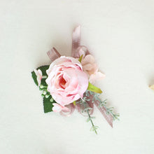 Load image into Gallery viewer, Boutonnieres - White Pink Silk Roses