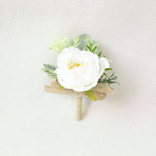 Load image into Gallery viewer, Boutonnieres - White Pink Silk Roses