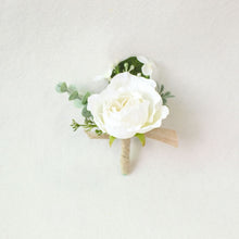 Load image into Gallery viewer, Boutonnieres - White Pink Silk Roses