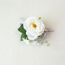 Load image into Gallery viewer, Boutonnieres - White Pink Silk Roses