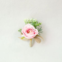 Load image into Gallery viewer, Boutonnieres - White Pink Silk Roses