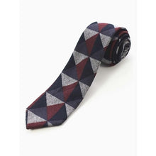 Load image into Gallery viewer, Cotton 2.4'' skinny plaid solid cashmere tie