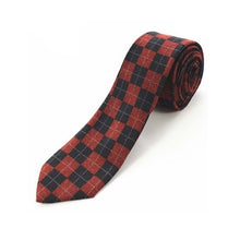Load image into Gallery viewer, Cotton 2.4'' skinny plaid solid cashmere tie
