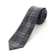Load image into Gallery viewer, Cotton 2.4'' skinny plaid solid cashmere tie
