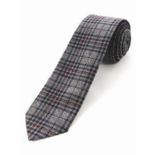 Load image into Gallery viewer, Cotton 2.4'' skinny plaid solid cashmere tie