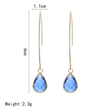 Load image into Gallery viewer, Simple Gold/White/Blue crystal water drop earrings
