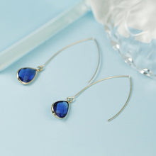 Load image into Gallery viewer, Simple Gold/White/Blue crystal water drop earrings