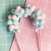 Load image into Gallery viewer, Pink / Blue Soft Pompom Cloud Cake Topper