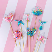 Load image into Gallery viewer, Bling Fairy Cake Toppers - Unicorn, Heart, Crown, Cloud, Shiny Flamingo and More