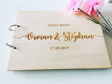 Load image into Gallery viewer, Calligraphy guest book with personalized name and date