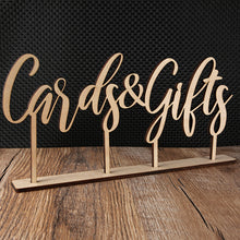 Load image into Gallery viewer, Freestanding calligraphy signs for gifts, cards, favors and guestbooks